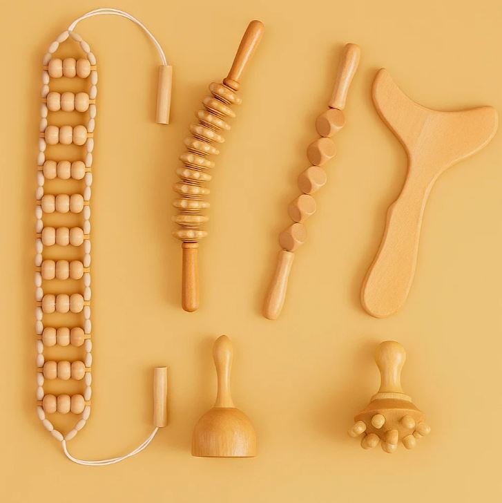 NomadeCare Sculpt+ – Rouleau à billes de Massage Maderothérapie en Bois NomadeCare