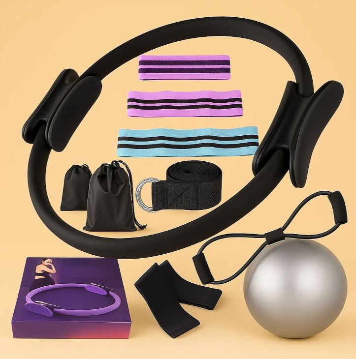 NomadeCare Complete – Set Pilates 11 pièces avec anneau, balles et bandes NomadeCare