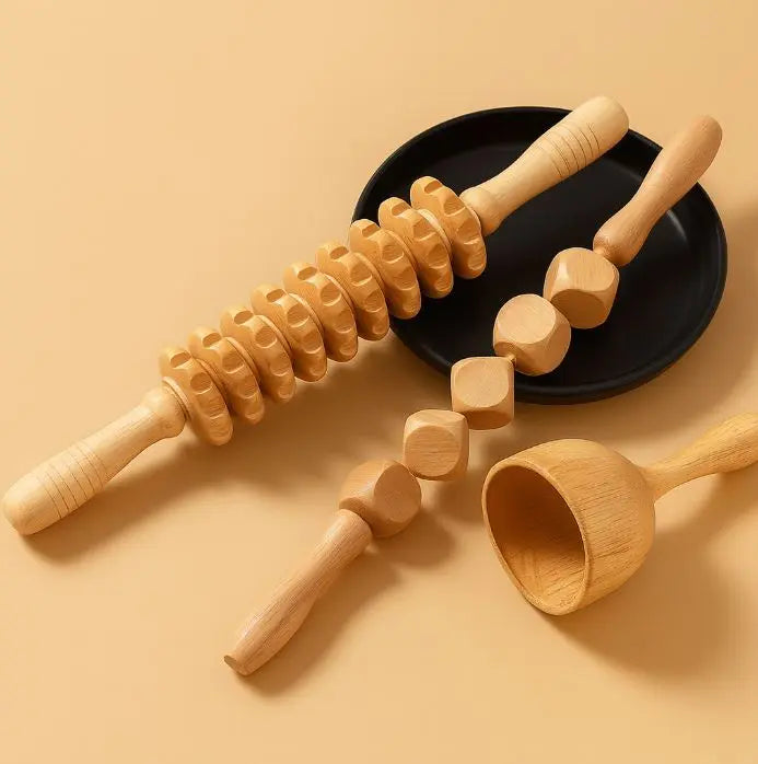 NomadeCare Detox – Planches et rouleaux Gua Sha anti-cellulite en bois