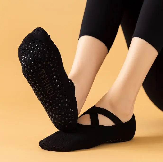 NomadeCare Calm – Chaussettes invisibles en coton antidérapant pour Pilates