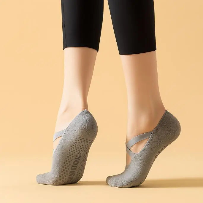 NomadeCare Calm – Chaussettes invisibles en coton antidérapant pour Pilates